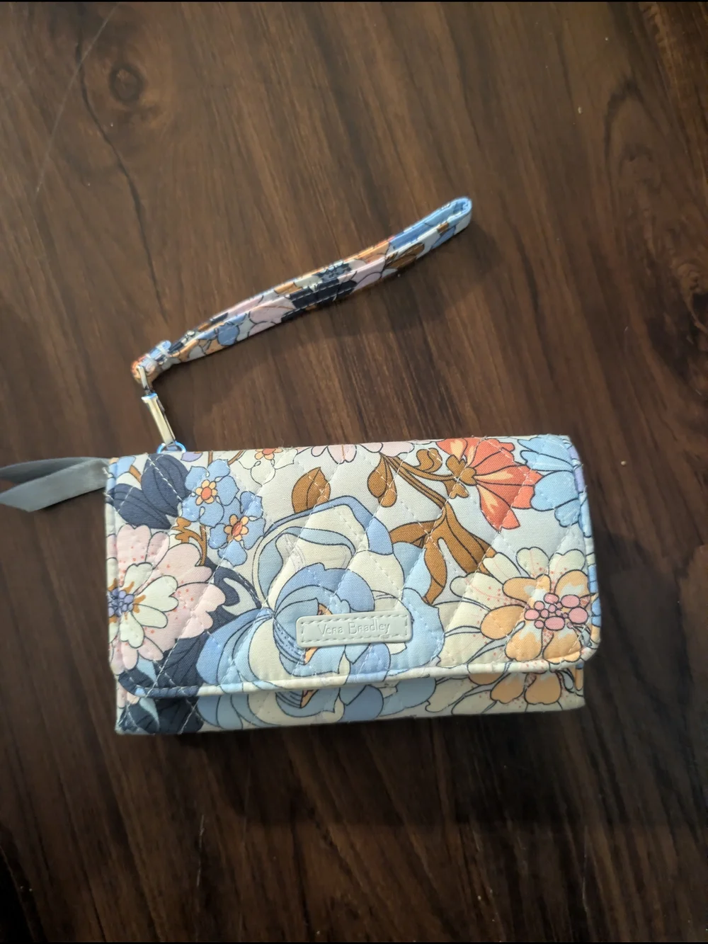 Vera Bradley Pastel Floral Quilted Wallet in Light Blue and Peach - Picture 8 of 8